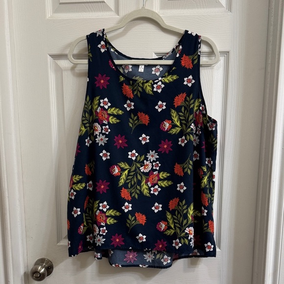 Time and Tru Floral Tank Top - Navy and Multicolor - Picture 1 of 3